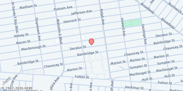 Map showing Union Baptist Church Community Feeding Program at 461 Decatur Street, New York, NY