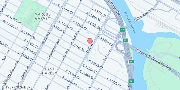 Map showing United Yes We Can, Unidos Si Se Puede, inc. - Food Pantry at 2383 Second Avenue, New York, NY