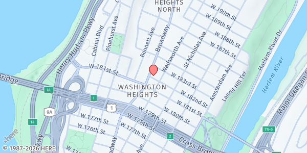 Map showing Washington Heights F.P. at St. Rose of Lima at 665 WEST 182ND STREET, New York, NY