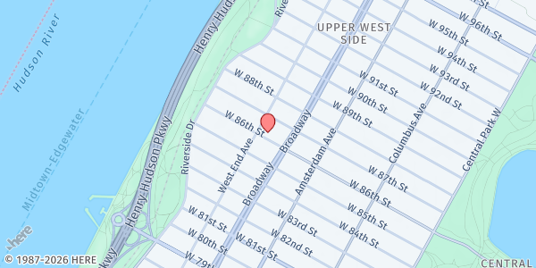 Map showing West Side Center for Community Life at 263 W 86th Street, New York, NY