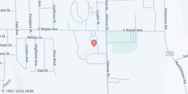 Map showing Wayne-Finger Lakes BOCES Conference Center at 131 Drumlin Court, Newark, NY