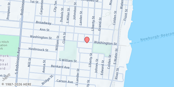 Map showing AME Zion Church of Newburgh Food Pantry at 109 Washington St, Newburgh, NY