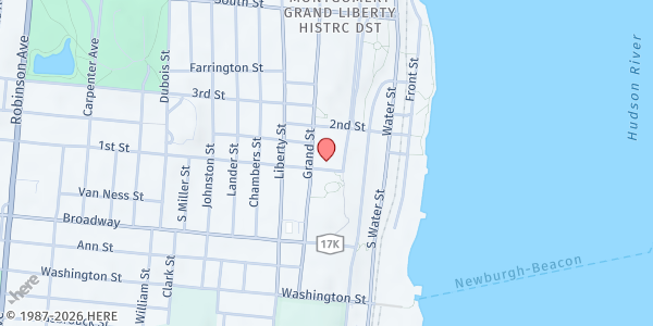 Map showing Ebenezer Baptist Food Pantry at 76-80 First Street, Newburgh, NY
