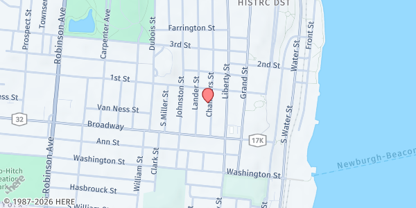 Map showing Holy Deliverance Apostolic Temple FP at 37 Chambers Street, Newburgh, NY