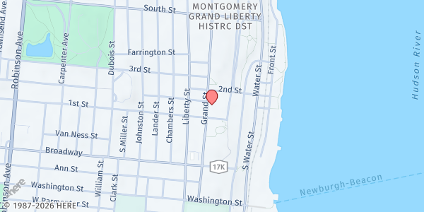 Map showing HVCC Food Cupboard at 100 Grand Street, Newburgh, NY