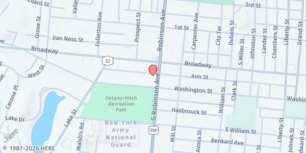 Map showing Sacred Heart Church Activity Center at 319 Broadway, Newburgh, NY