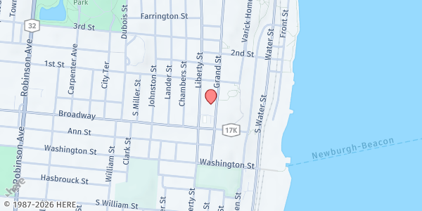 Map showing Saint Patrick's Church - Food Distribution Center at 55 Grand St, Newburgh, NY