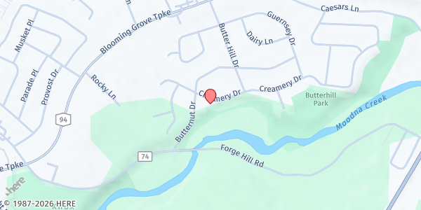 Map showing Shepherd's Kitchen at 109 Creamery Drive, Newburgh, NY