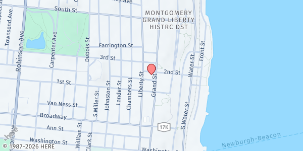 Map showing ST GEORGE'S EPISCOPAL FOOD PANTRY at 105 Grand Street, Newburgh, NY
