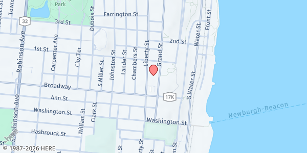 Map showing St. Patrick's Soup Kitchen at 55 Grand Street, Newburgh, NY