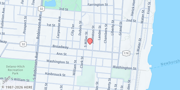 Map showing The Newburgh Ministry at 9 Johnston St, Newburgh, NY