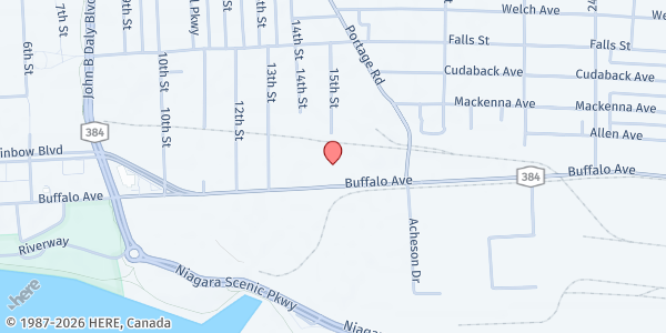 Map showing COMMUNITY MISSIONS, INC. - PANTRY at 1590 BUFFALO AVENUE, NIAGARA FALLS, NY