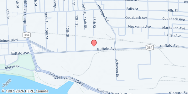 Map showing COMMUNITY MISSIONS OF NIAGARA FRONTIER COMMUNITY KITCHEN at 1570 BUFFALO AVENUE, NIAGARA FALLS, NY