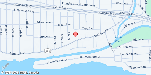 Map showing FUMC FREE COMMUNITY DINNER at 8210 BUFFALO AVENUE, NIAGARA FALLS, NY