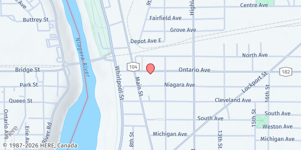 Map showing Heart, Love and Soul, Inc. - Niagara Falls at 939 Ontario Avenue, Niagara Falls, NY