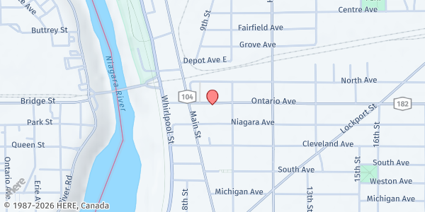Map showing Heart, Love and Soul, Inc. - Niagara Falls at 939 Ontario Avenue, Niagara Falls, NY