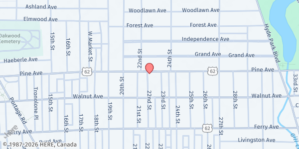 Map showing Niagara County Food Distribution at 2201 Pine Ave, Niagara Falls, NY