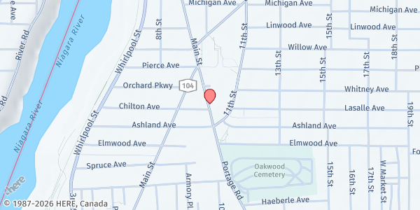 Map showing NIAGARA GOSPEL RESCUE MISSION DINING ROOM at 1317 PORTAGE AVENUE, NIAGARA FALLS, NY