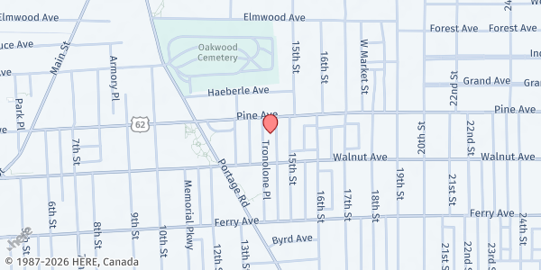 Map showing Saint Joseph Outreach - Food Distribution Center at 1413 Pine Ave, Niagara Falls, NY