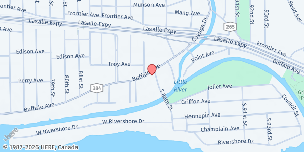 Map showing St. John de LaSalle Church at 8477 Buffalo Ave, Niagara Falls, NY
