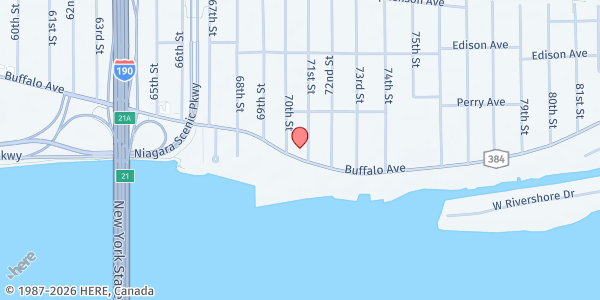 Map showing THE SALVATION ARMY - NIAGARA FALLS at 7018 BUFFALO AVENUE, NIAGARA FALLS, NY