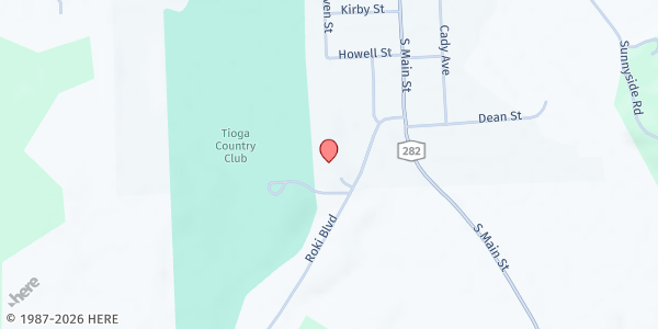 Map showing C.C. Tioga/Community Kitchen at 139 Roki Blvd, Nichols, NY