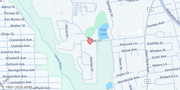 Map showing North Babylon FP @ St.Pauls Ch at 158 Phelps Lane, North Babylon, NY