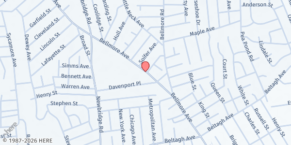 Map showing The Garden at St. Francis Farm Stand at 1692 Bellmore Ave, North Bellmore, NY