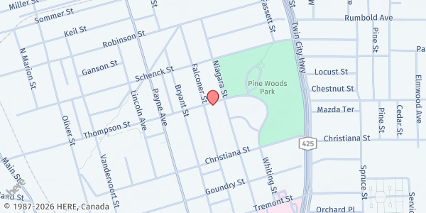 Map showing NIAGARA COMMUNITY ACTION PROGRAM - NORTH TONAWANDA at 265 FALCONER STREET, NORTH TONAWANDA, NY