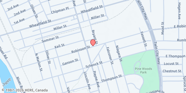 Map showing North Tonawanda City Farmers' Market at 310 Robinson Road, North Tonawanda, NY