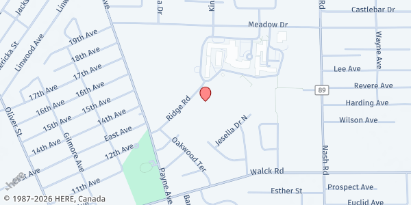 Map showing NORTH TONAWANDA INTER-CHURCH FOOD PANTRY at 100 RIDGE ROAD, NORTH TONAWANDA, NY