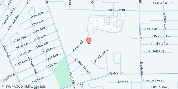 Map showing NORTH TONAWANDA INTER-CHURCH FOOD PANTRY at 100 Ridge Rd, North Tonawanda, NY