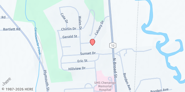 Map showing Calvary Baptist Church Fresh Foods at 75 Calvary Dr, Norwich, NY