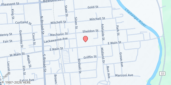 Map showing Norwich Community Soup Kitchen at 81 East Main Street, Norwich, NY