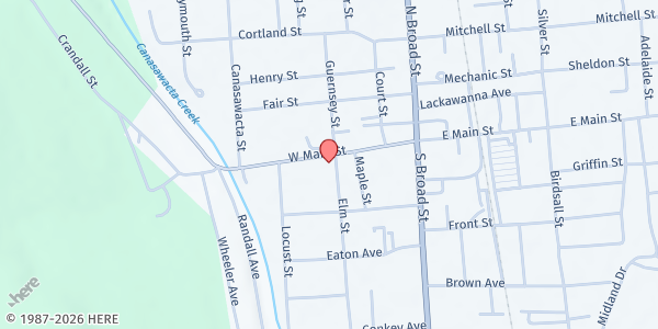 Map showing Our Daily Bread at 37 W. Main St., Norwich, NY