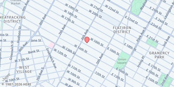 Map showing Xavier Mission Food Pantry at 55 WEST 15TH STREET, NY, NY
