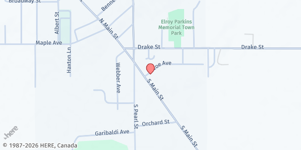 Map showing Feeding Our Families at 33 South Main St., Oakfield, NY