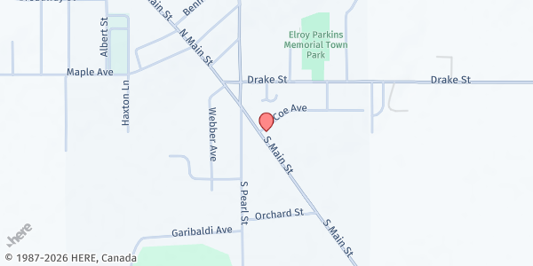 Map showing Feeding Our Families at 33 South Main St, Oakfield, NY