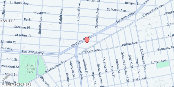 Map showing OPIN (Other People In Need) - Ocean Hill at 1768 Saint Johns Place, Ocean Hill, NY