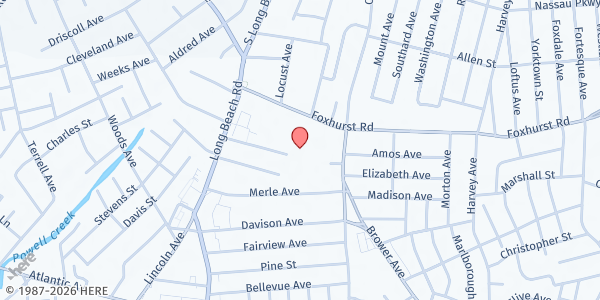 Map showing Oceanside Community Service, Inc. at 145 Merle Ave., Oceanside, NY