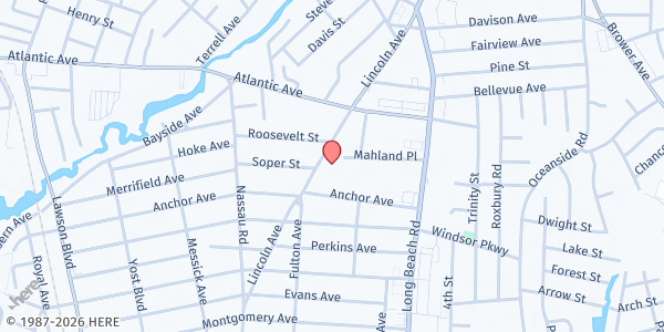 Map showing St. Anthony Conference SVDP at 110 Anchor Avenue, Oceanside, NY