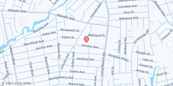 Map showing St. Anthony's Oceanside at 110 Anchor Avenue, Oceanside, NY
