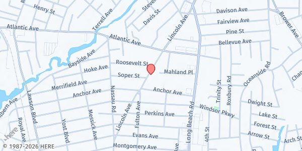 Map showing St. Anthony's Parish Outreach at 110 Anchor Ave, Oceanside, NY