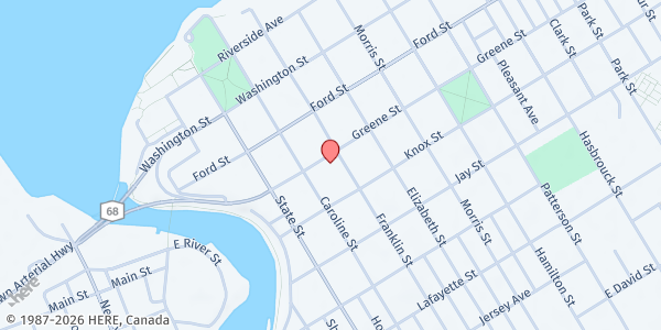 Map showing The Salvation Army of Ogdensburg Food Pantry at 401 Franklin Street, Ogdensburg, NY