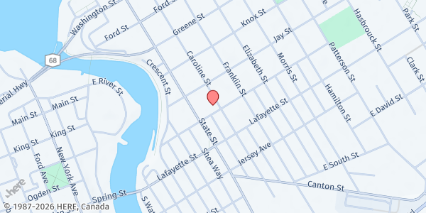 Map showing United Methodist Church at 627 Caroline St, Ogdensburg, NY