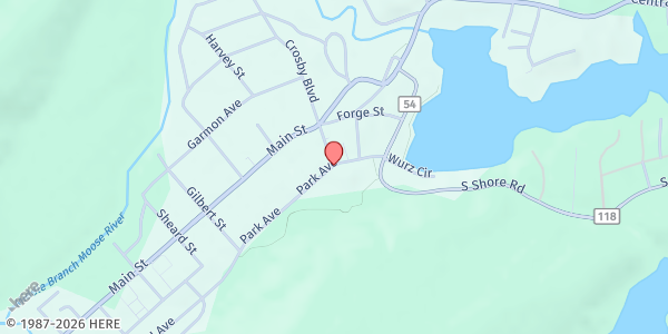 Map showing Hiltebrant Recreation Center Lot at 201 North St, Old Forge, NY