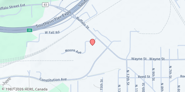 Map showing Cattaraugus County Social Services at 1 Leo Moss Dr #600, Olean, NY