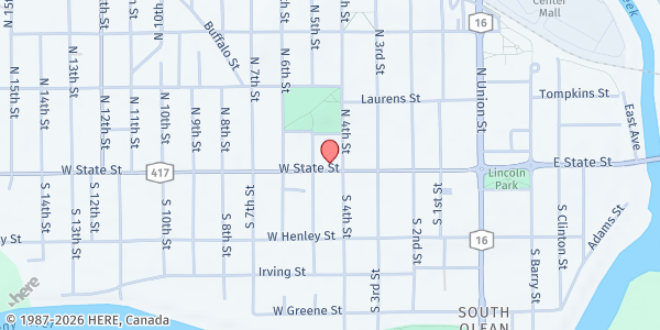 Map showing Directions in Indpendent Living - Olean at 512 West State Street, Olean, NY