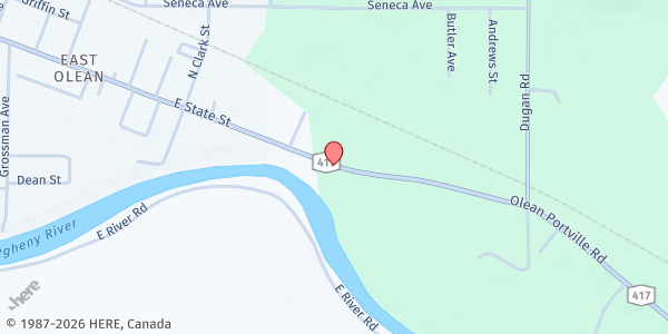 Map showing Miller's Farm Market at 1685 Olean Portville Rd., Olean, NY
