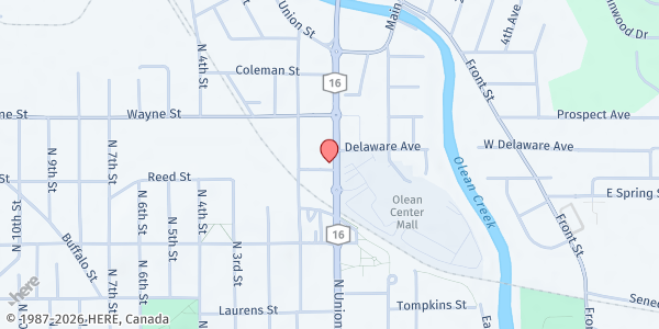 Map showing Saint Vincent DePaul - Olean Pantry at 441 N. UNION STREET, OLEAN, NY